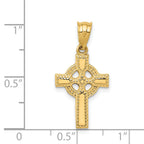 14K Gold Celtic Cross Pendant with Textured Solid Design