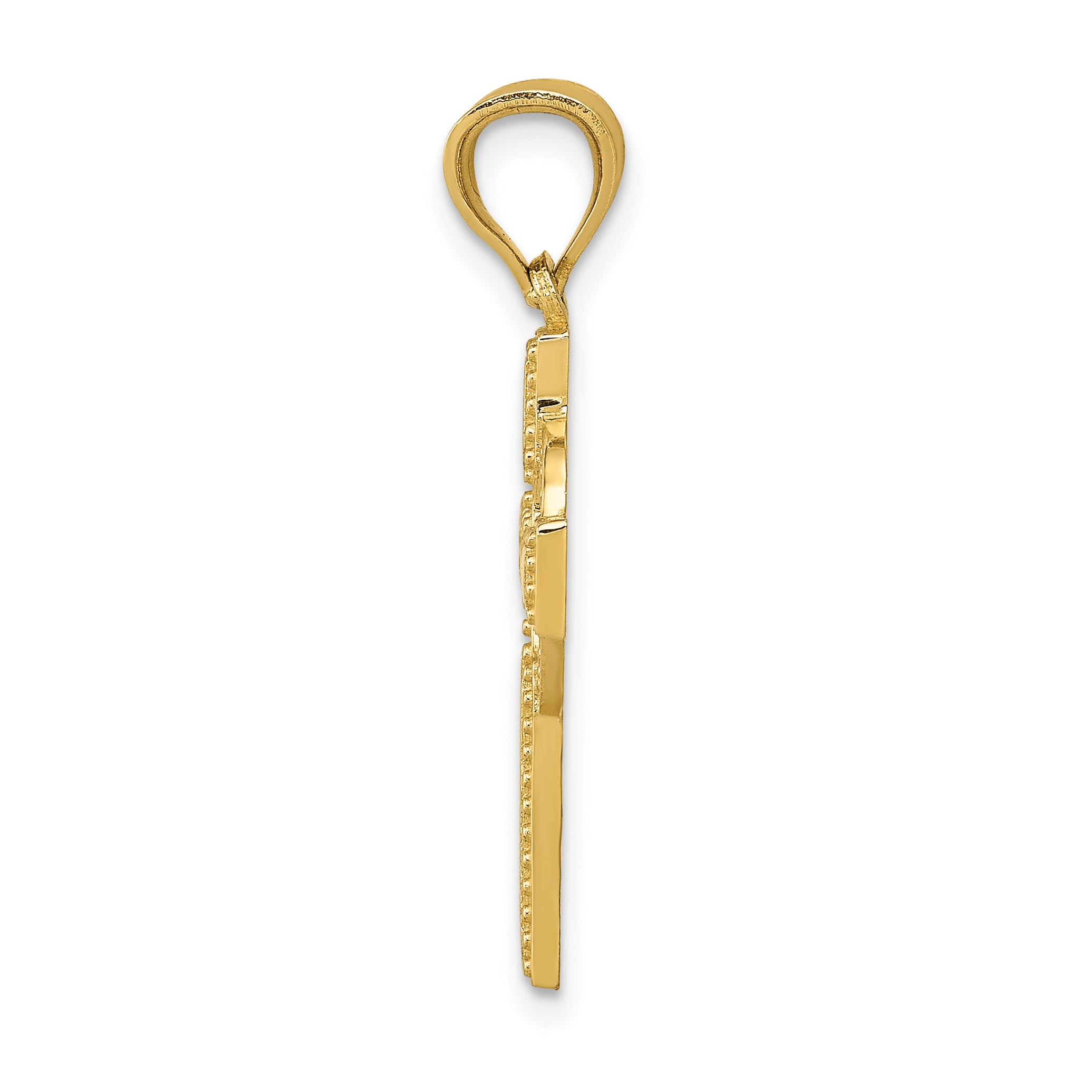 14K Yellow Gold Celtic Cross Pendant with Textured Finish Casted Elegance