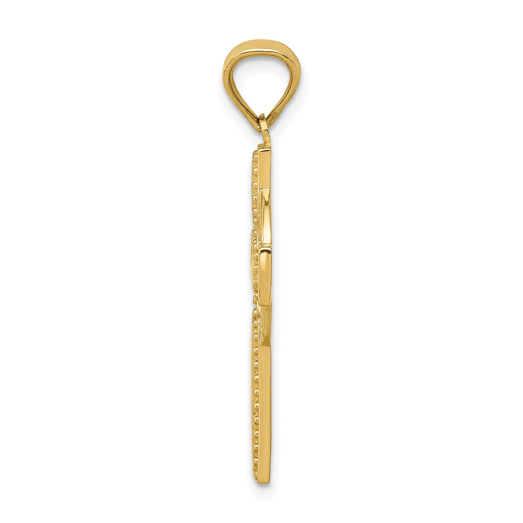 14K Gold Celtic Cross Pendant with Solid Textured Elegance