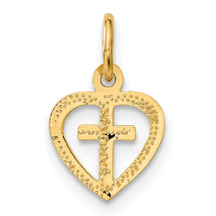 14k Cross in Heart Charm