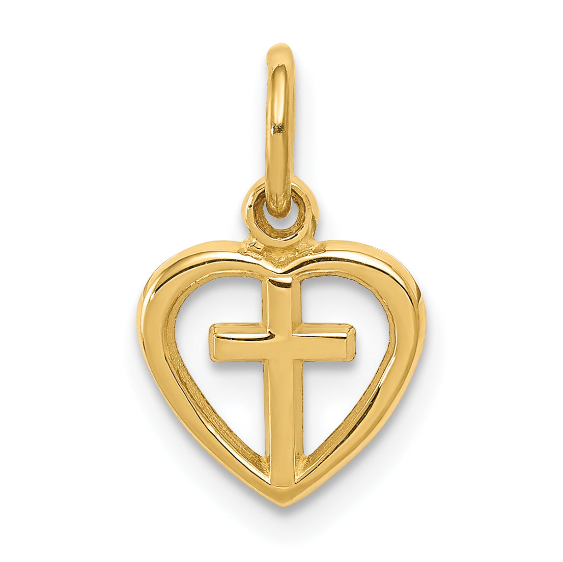 14k Cross in Heart Charm