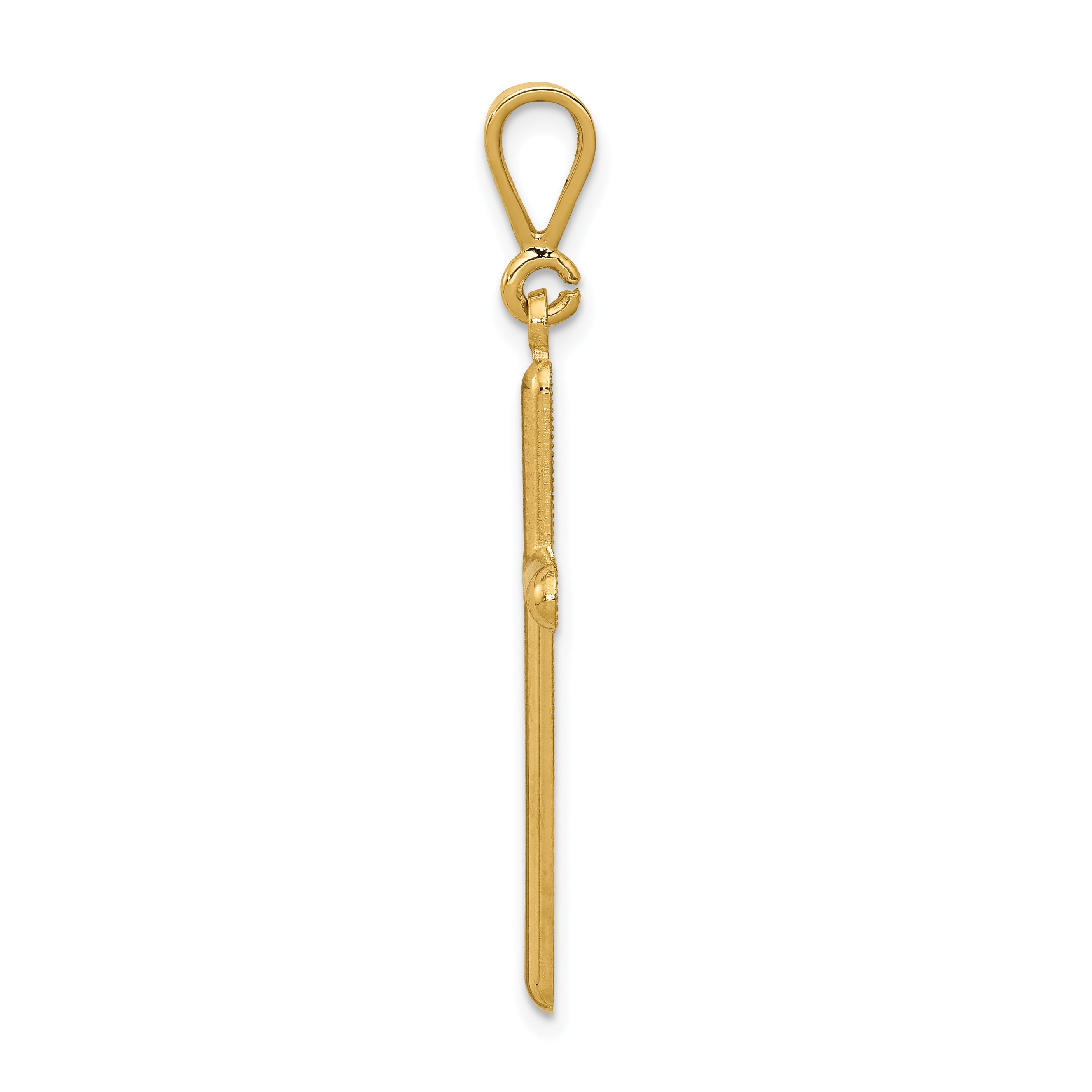 14K Gold Polished Cross Pendant with Elegant Flat Back Design