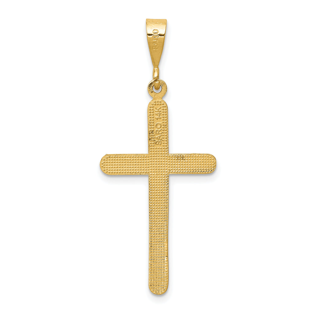 14K Gold Polished Cross Pendant with Elegant Flat Back Design