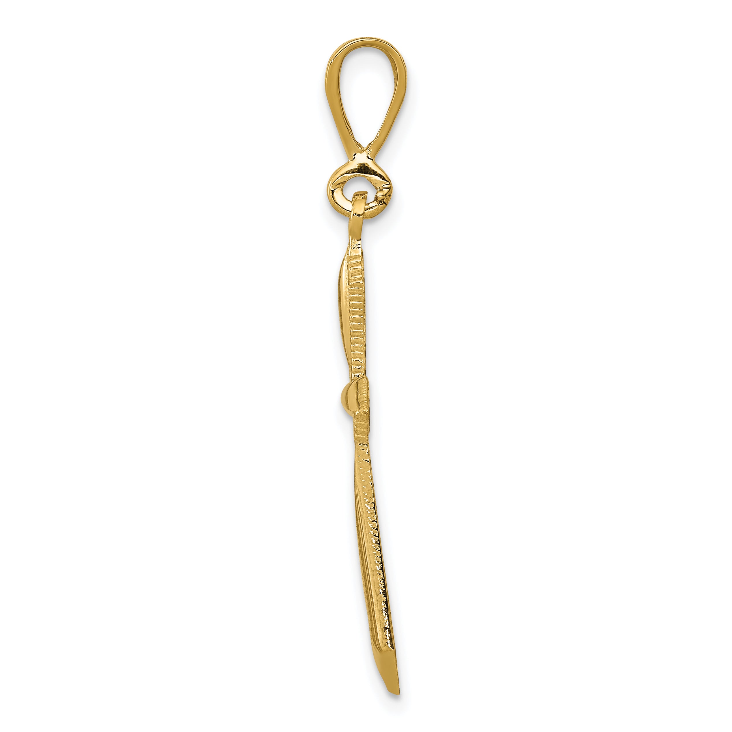 14K Gold Passion Cross Pendant with Solid Flat Back Design