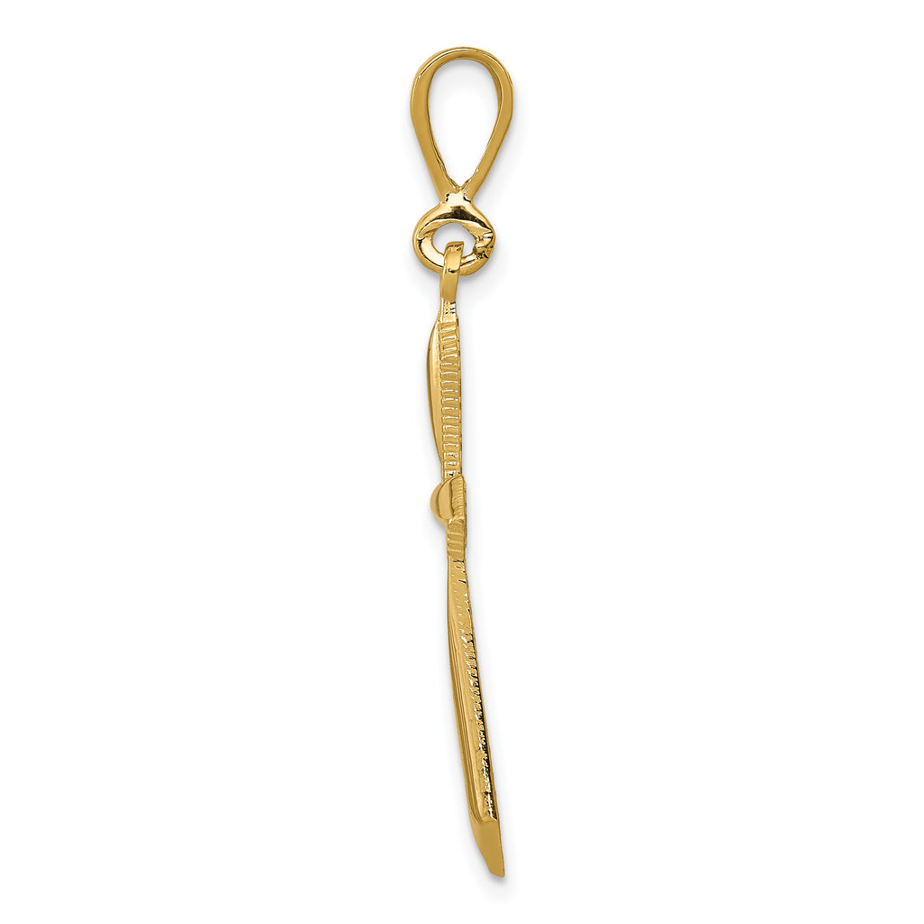14K Gold Passion Cross Pendant with Solid Flat Back Design