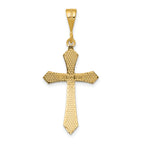 14K Gold Passion Cross Pendant with Solid Flat Back Design