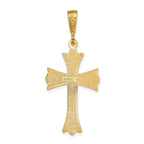 14K Gold Fleur De Lis Cross Pendant Elegant Themed Design