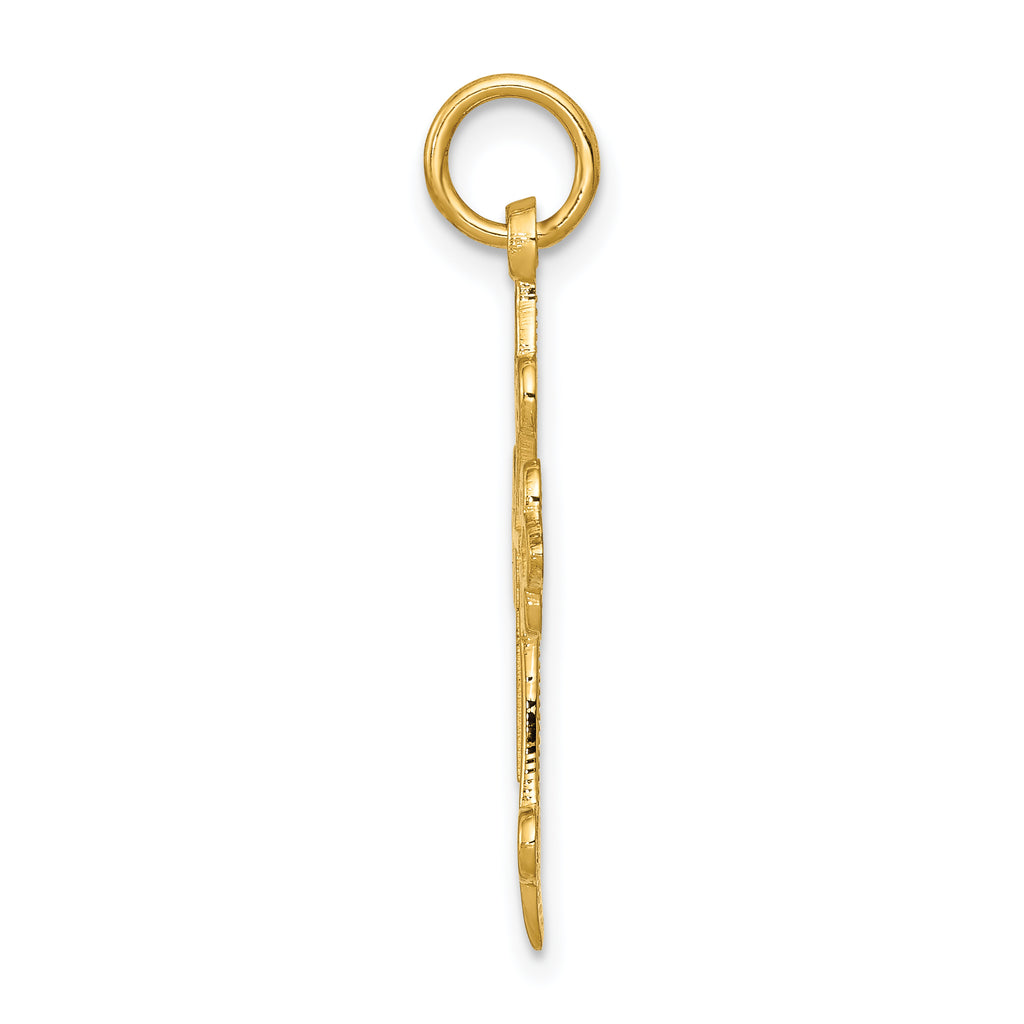 14K Gold Fleur De Lis Cross Pendant Elegant Solid Design
