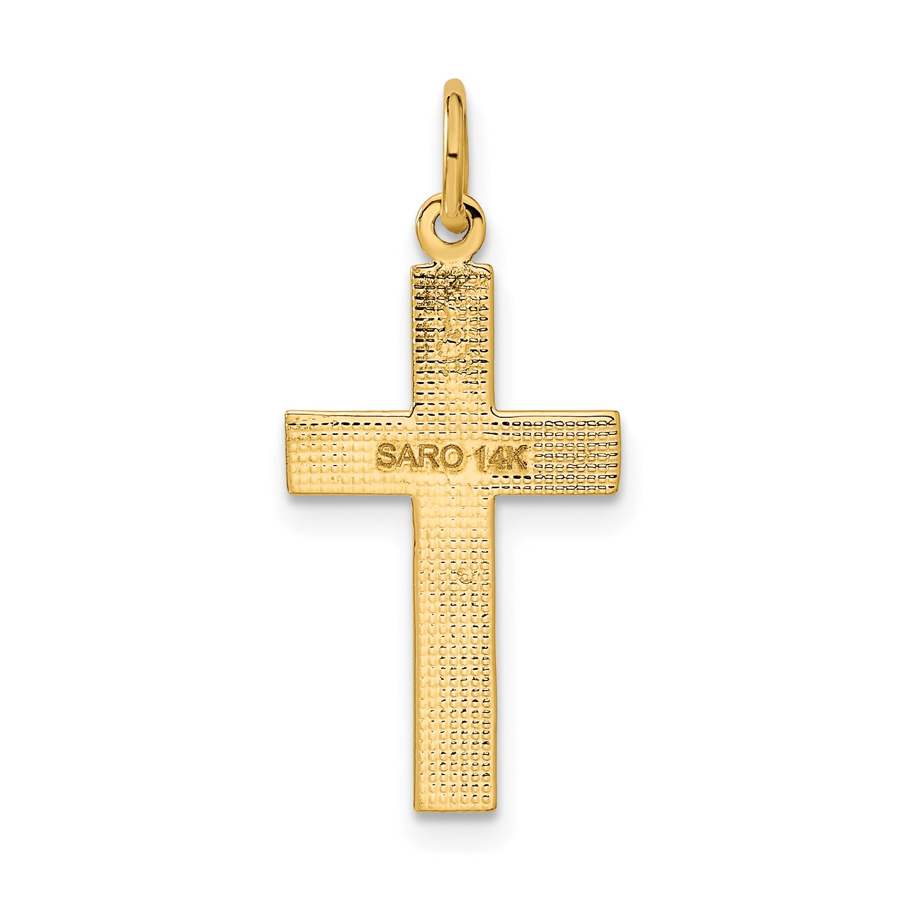 14K Gold Diamond-Cut Cross Pendant with Polished Finish