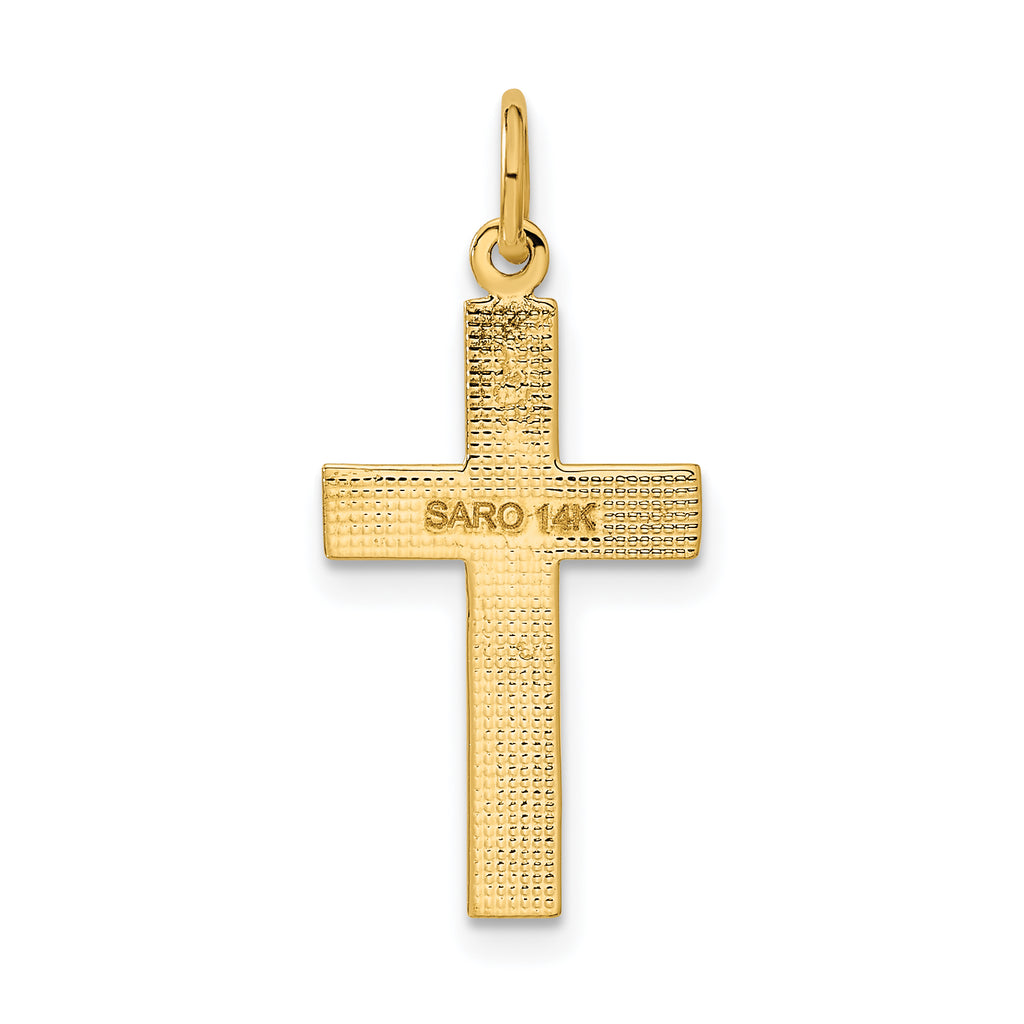 14K Gold Diamond-Cut Cross Pendant with Polished Finish