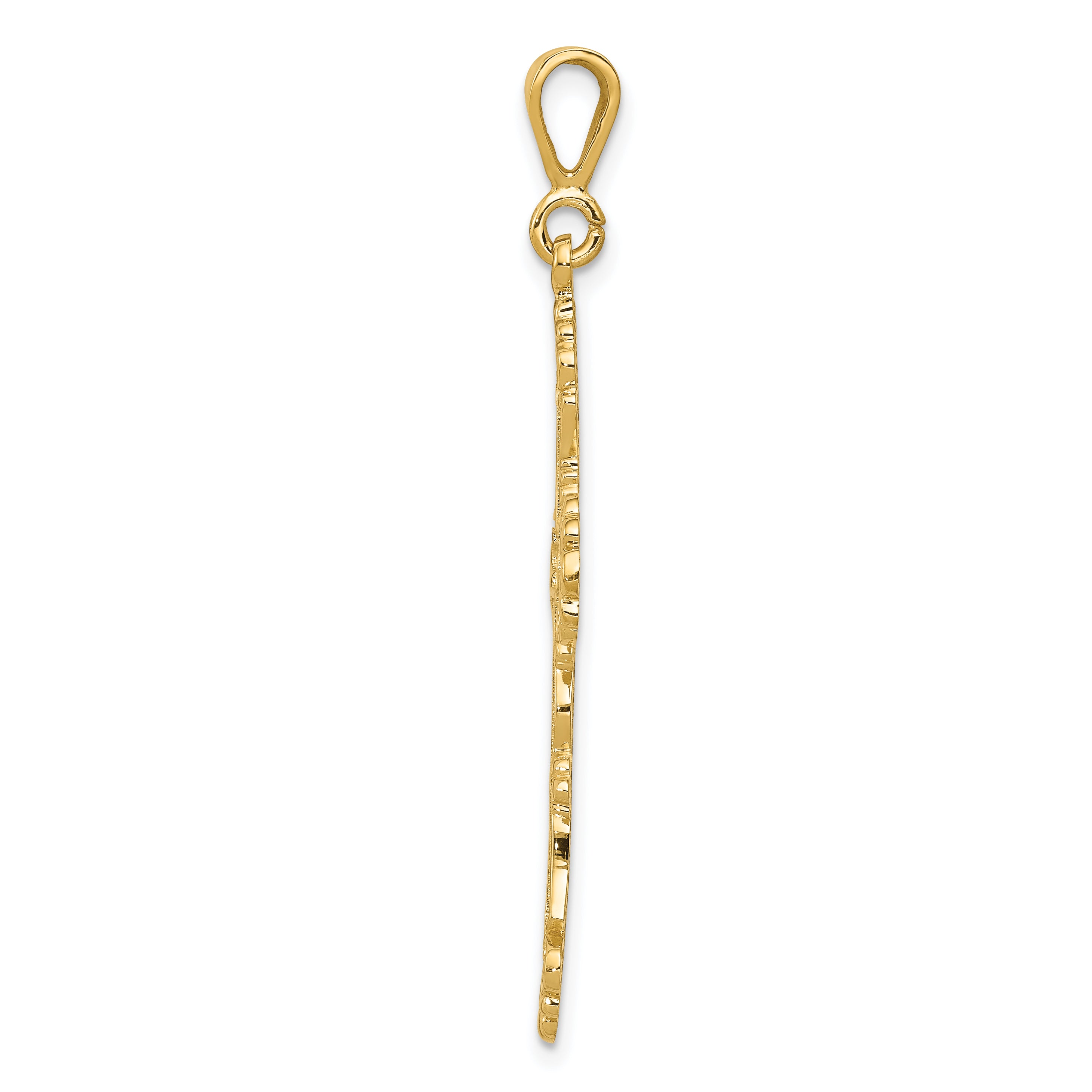 14K Gold Fleur De Lis Cross Pendant  Elegant Solid Design Secondary image