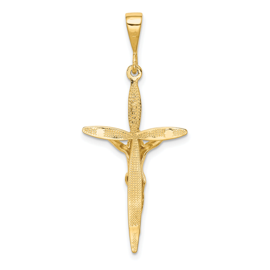 14K Yellow Gold Passion Crucifix Pendant Elegant Themed Jewelry