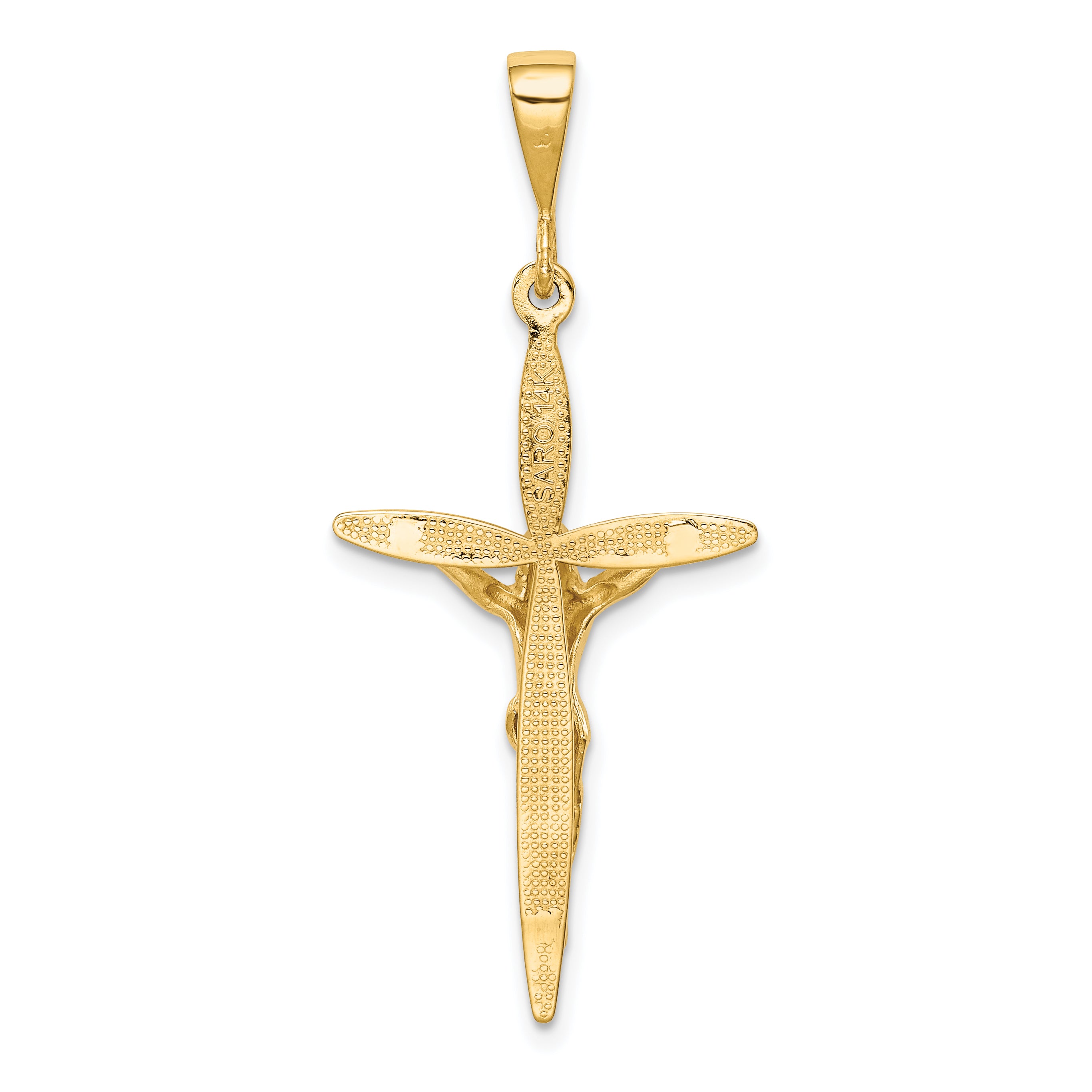 14K Yellow Gold Passion Crucifix Pendant Elegant Themed Jewelry