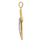 14K Two-Tone Gold Crucifix Pendant with Solid Satin Finish
