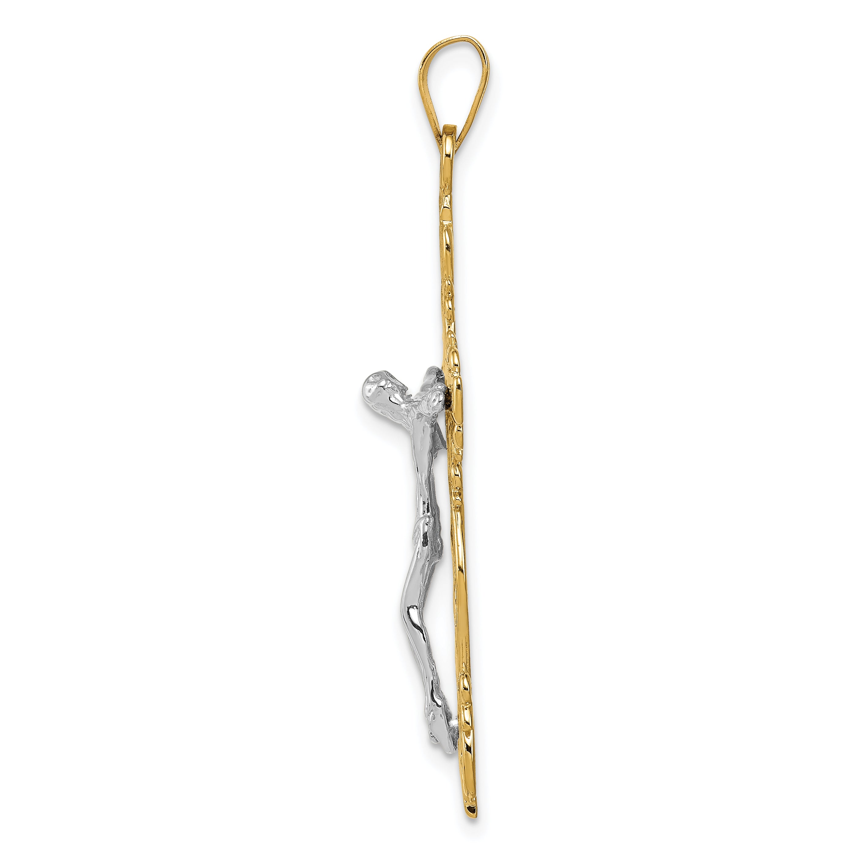 14K Two-Tone Gold Diamond-Cut Crucifix Pendant Elegant Jewelry Secondary image