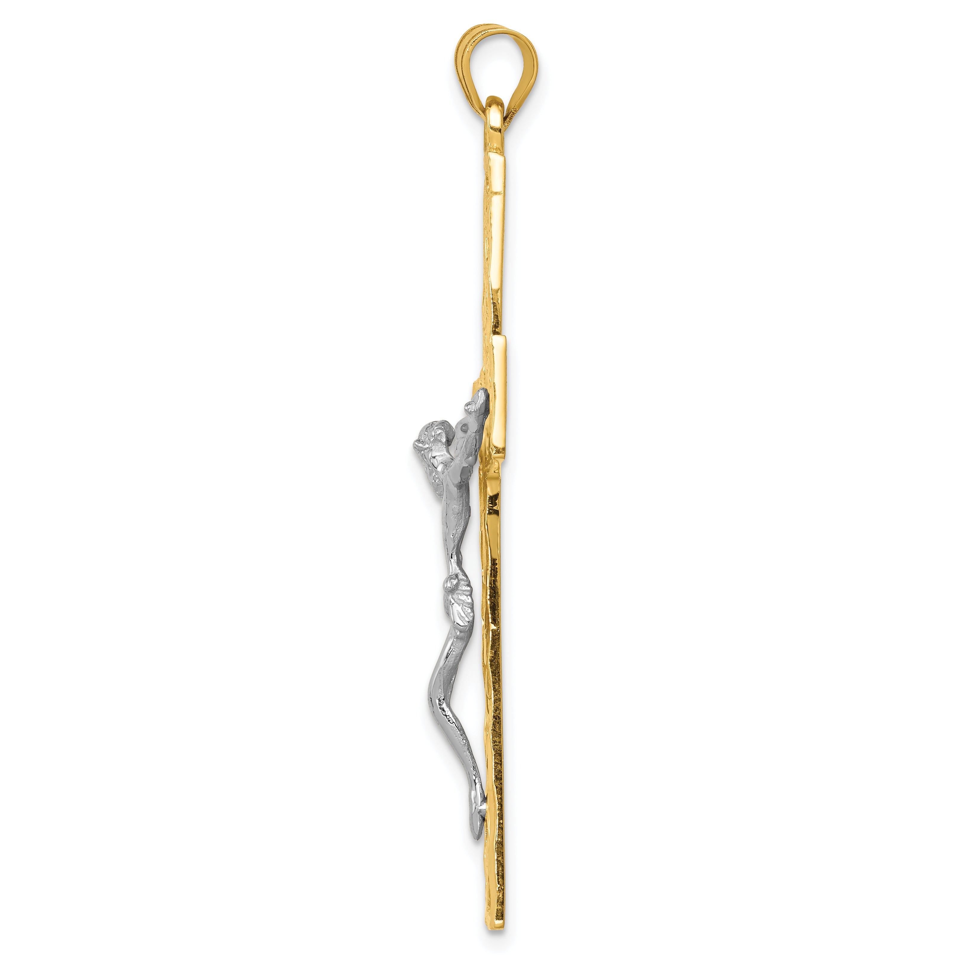 14k Two-tone Diamond-cut Crucifix Pendant Secondary image