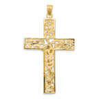 14k Two-tone Diamond-cut Crucifix Pendant