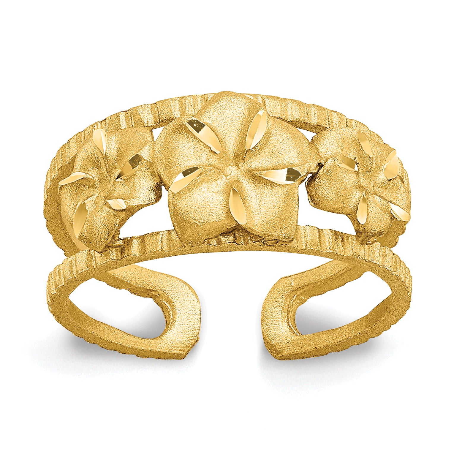 14k D/C Plumeria Toe Ring Main image