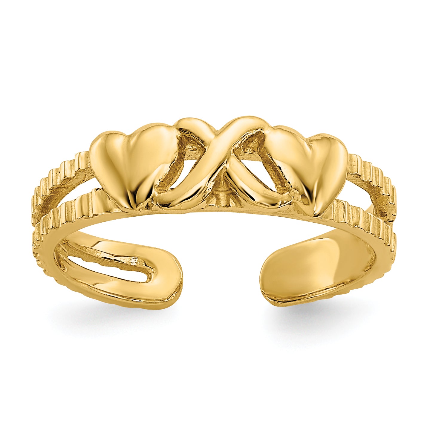 14k Hearts and X Toe Ring Main image