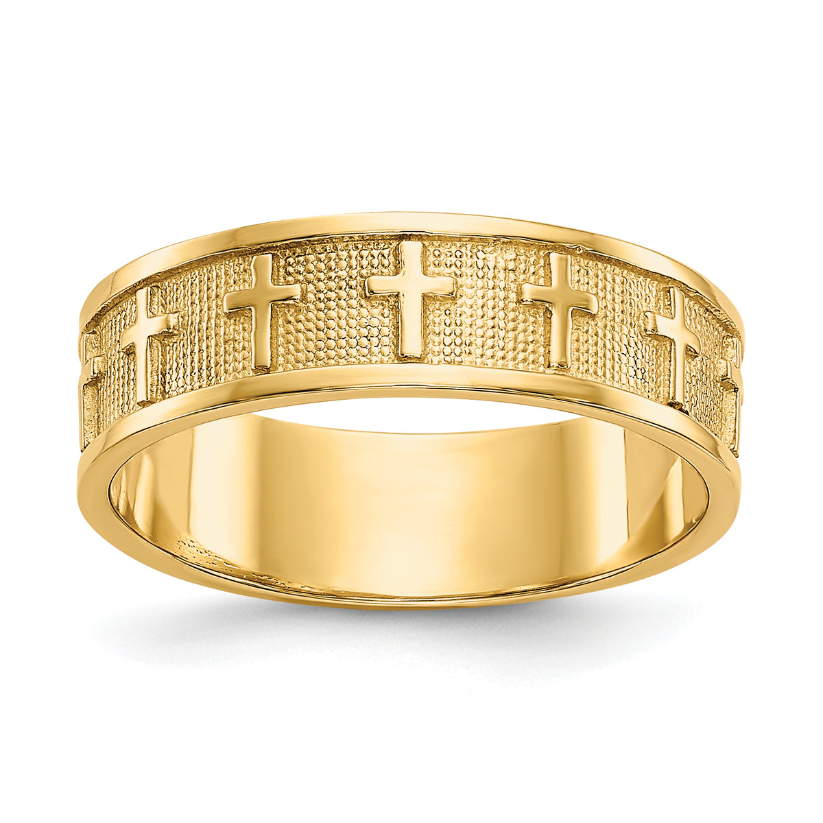 14k Polished & Satin Cross Band