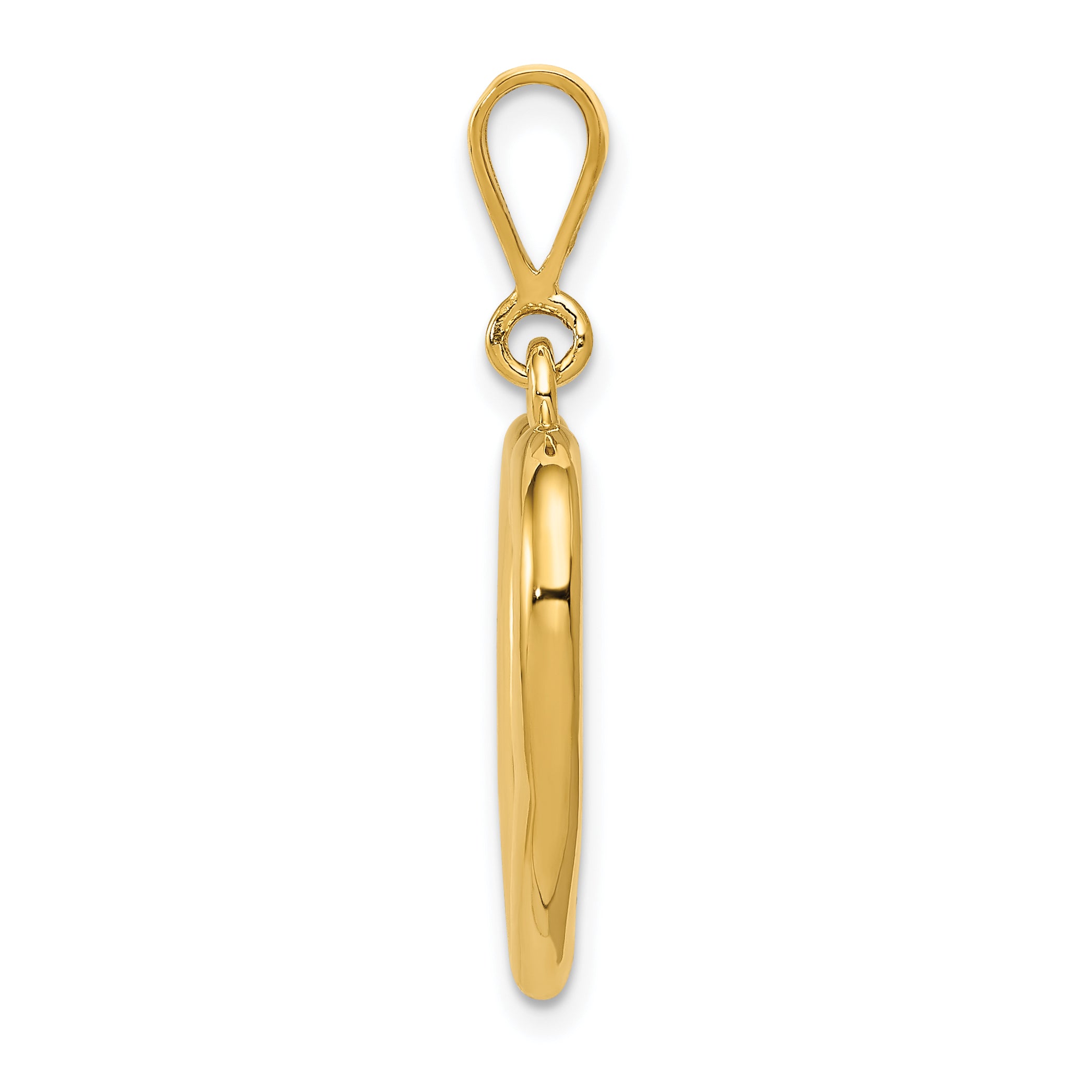 14K Yellow Gold Polished Heart Pendant with Elegant 3D Design