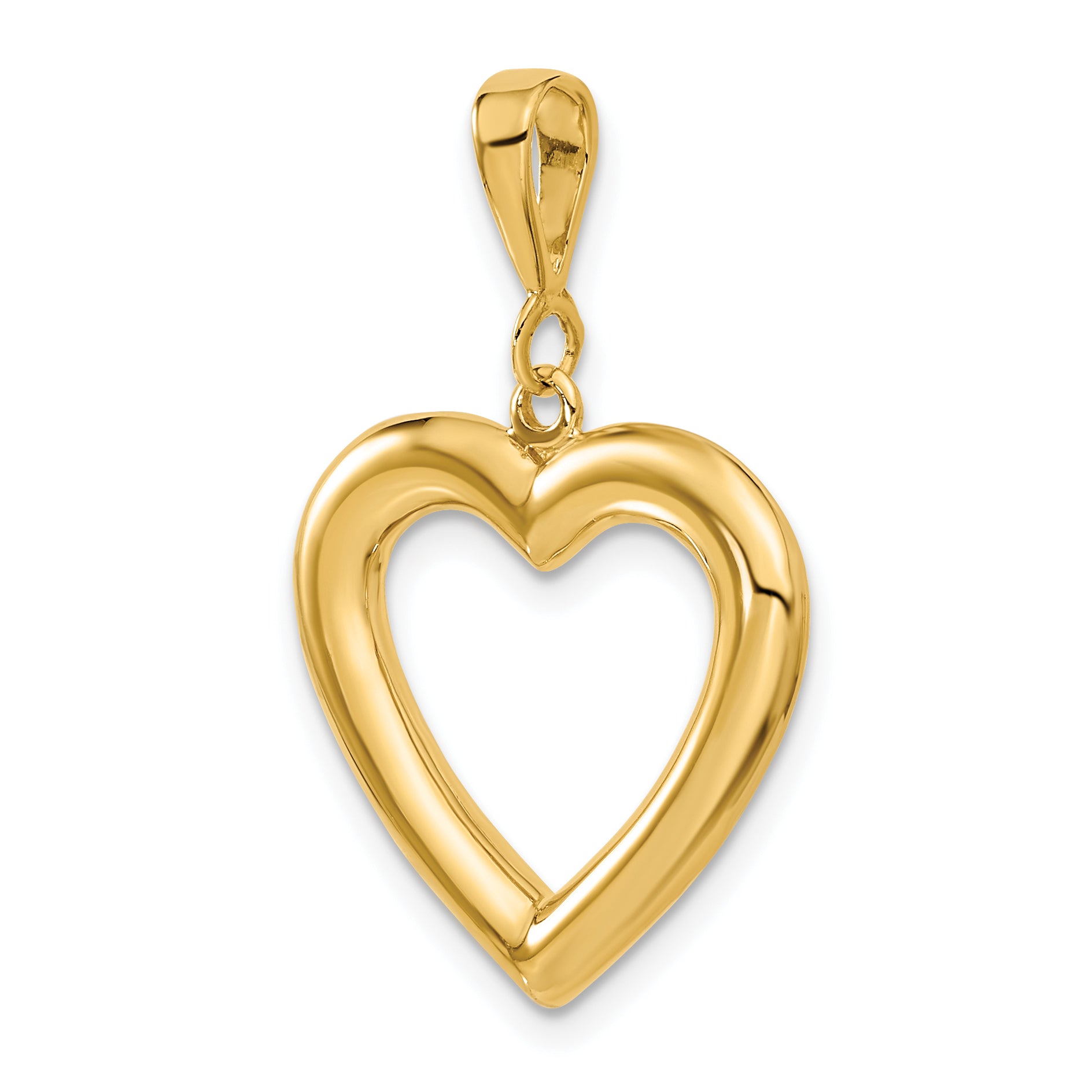14K Yellow Gold Polished Heart Pendant with Elegant 3D Design
