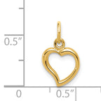 14K Gold Heart Pendant with Polished Finish 3D Design
