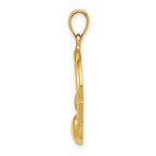 14K Gold Polished Claddagh Pendant Elegant Solid Casted Design