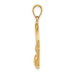 14K Gold Polished Claddagh Pendant Elegant Solid Casted Design