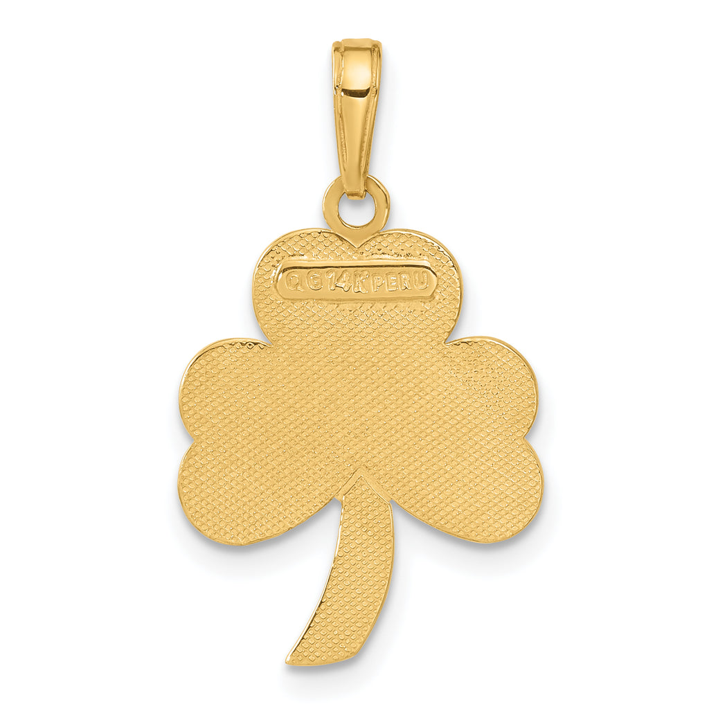 Sophia Jewelers 14K Gold Polished Green Shamrock Pendant Elegant Themed Design
