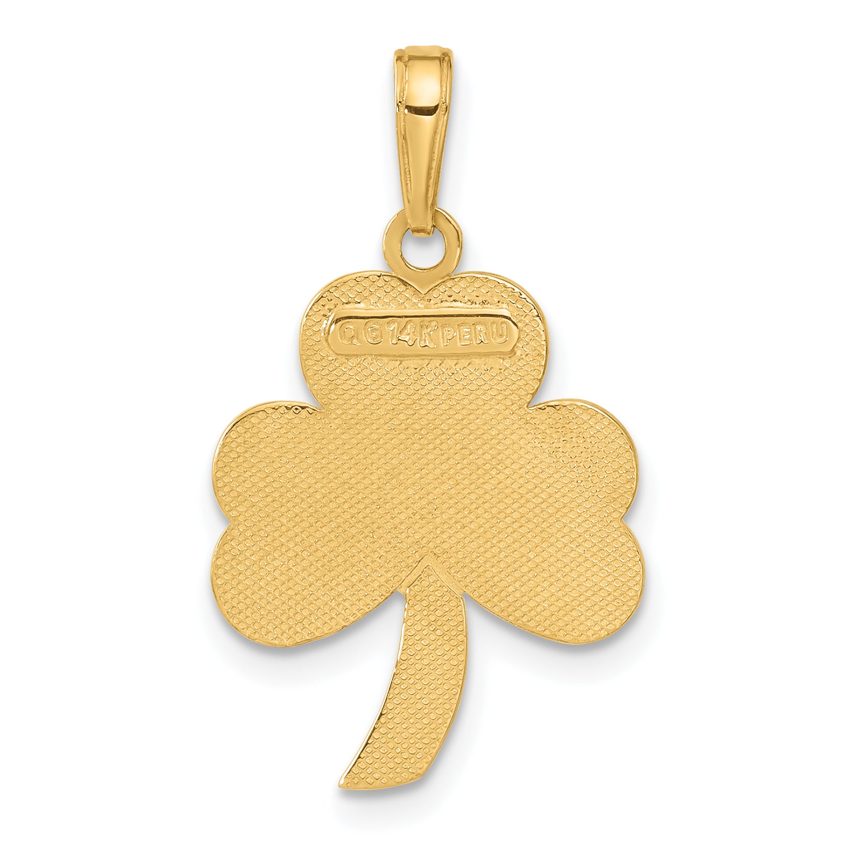 Sophia Jewelers 14K Gold Polished Green Shamrock Pendant Elegant Themed Design