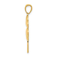 14K Gold Polished 4-Leaf Clover Pendant with Textured Back