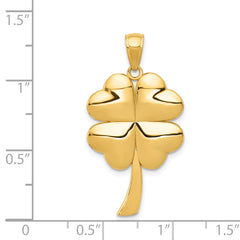 14K Gold Polished 4-Leaf Clover Pendant with Textured Back