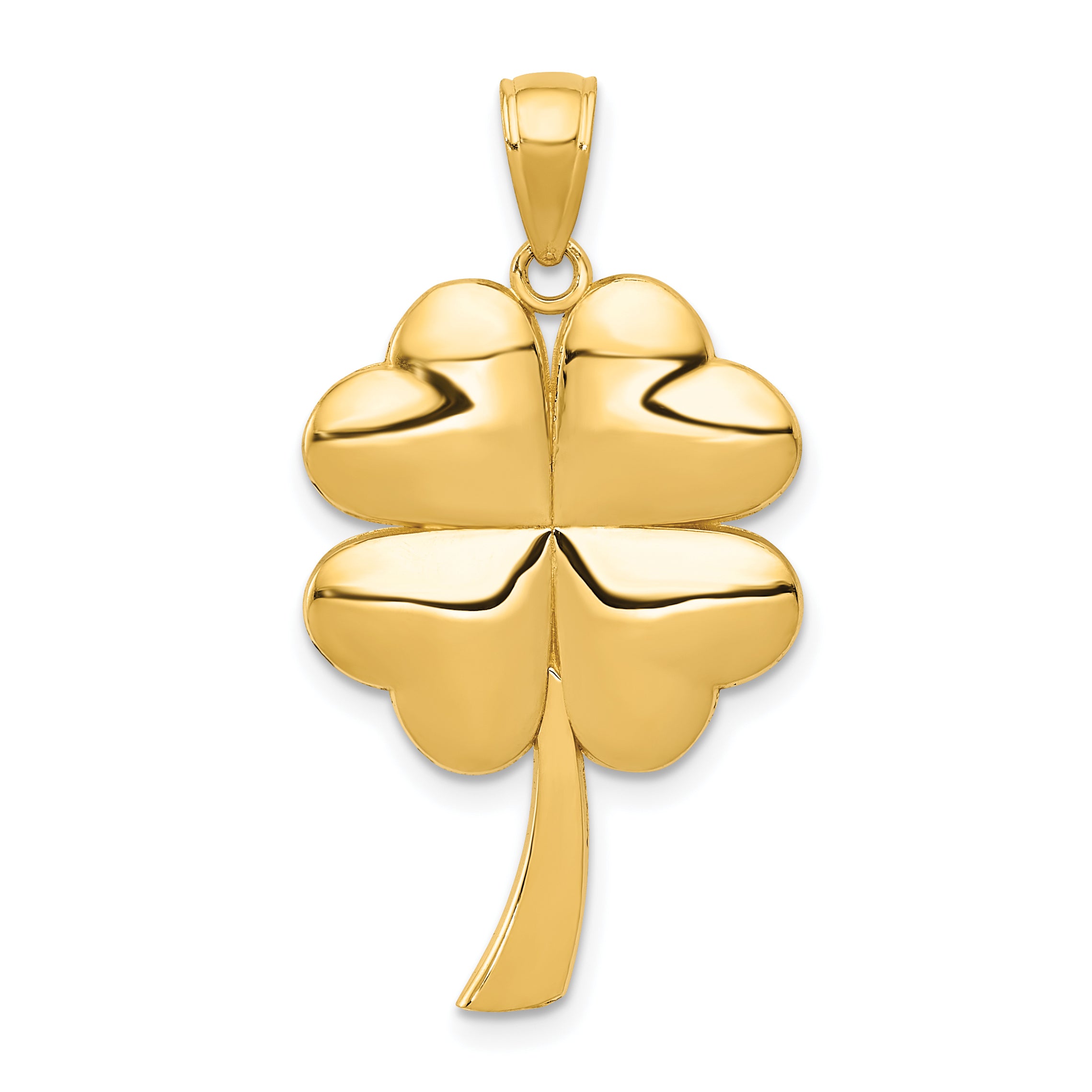 14k Solid Polished 4-Leaf Clover Pendant Main image