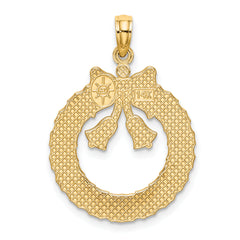 14k Satin/Polished Christmas Wreath Charm