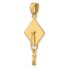 14K Gold Polished 3D Graduation Cap Pendant by Sophia Jewelers
