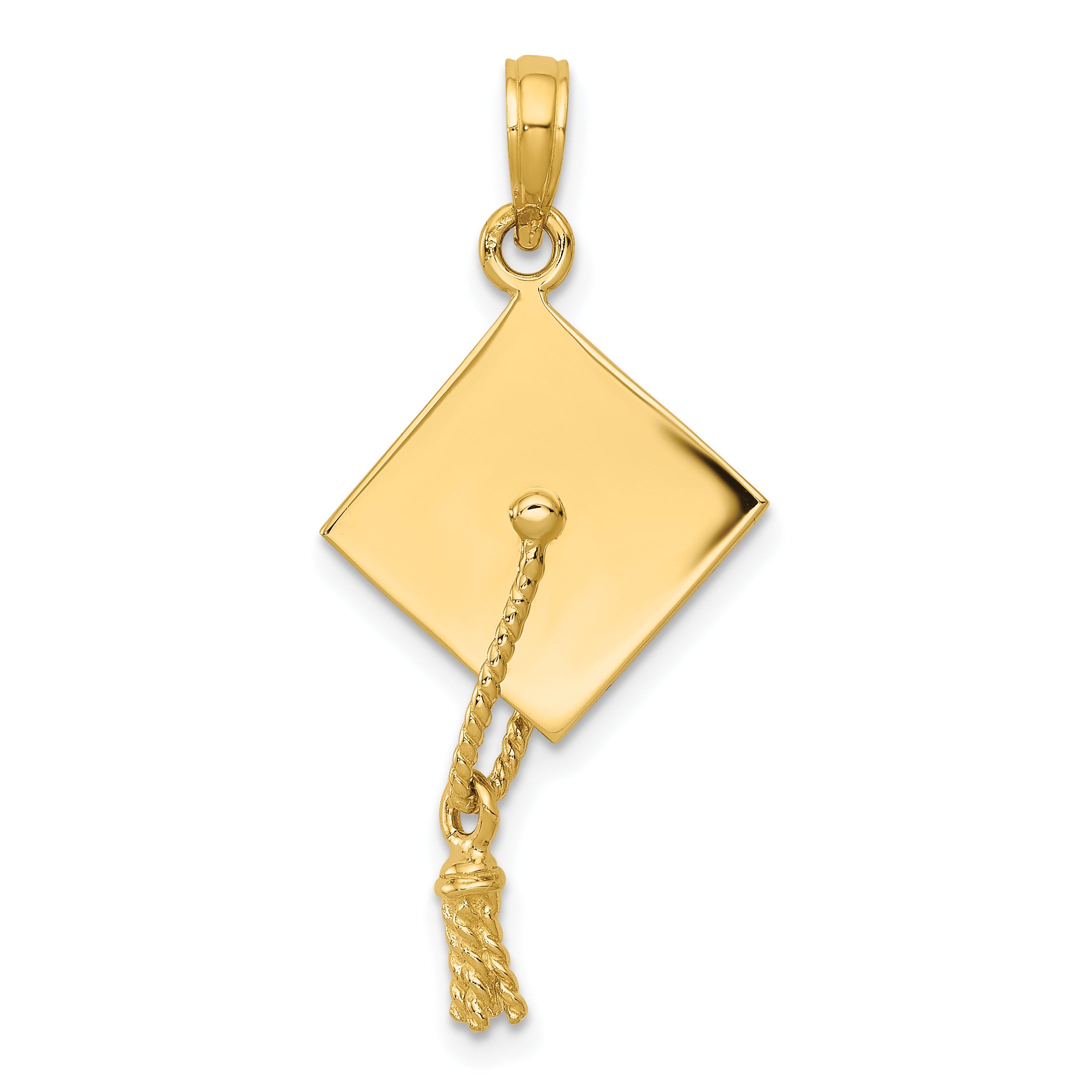 14k Solid Polished 3-D Graduation Cap Pendant Main image