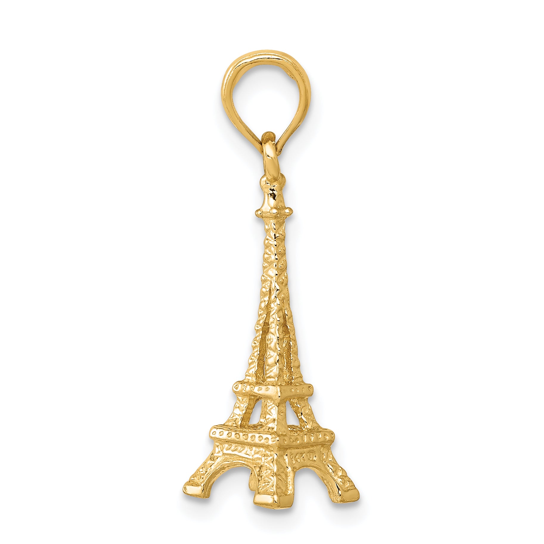 14K Gold Solid Polished 3D Eiffel Tower Charm Elegant Design Secondary image