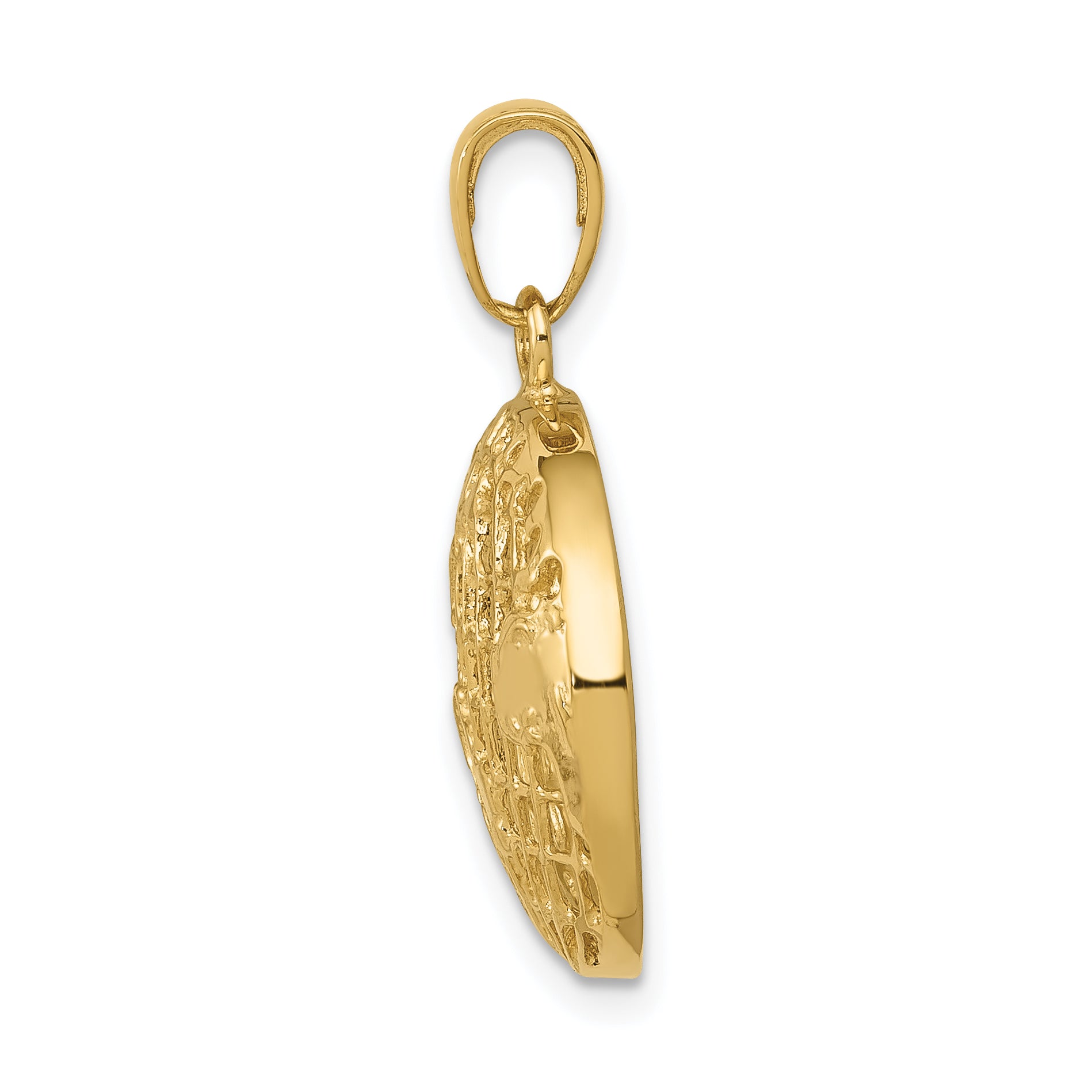 14K Gold Men's Polished Globe Pendant with Open Back Design Secondary image