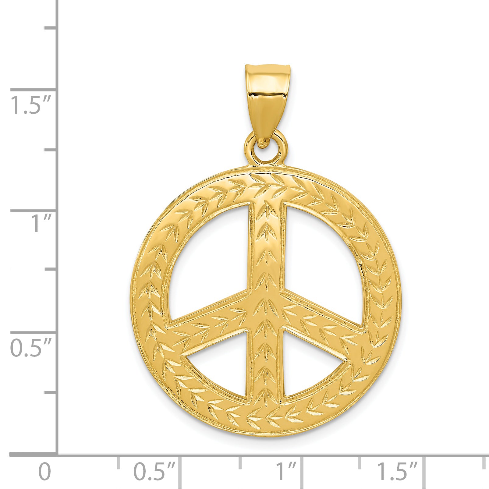 14K Gold Polished Peace Sign Pendant for Men by Sophia Jewelers