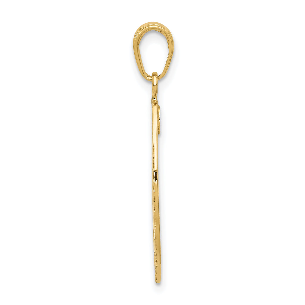 14K Gold Polished Police Badge Pendant with Textured Finish