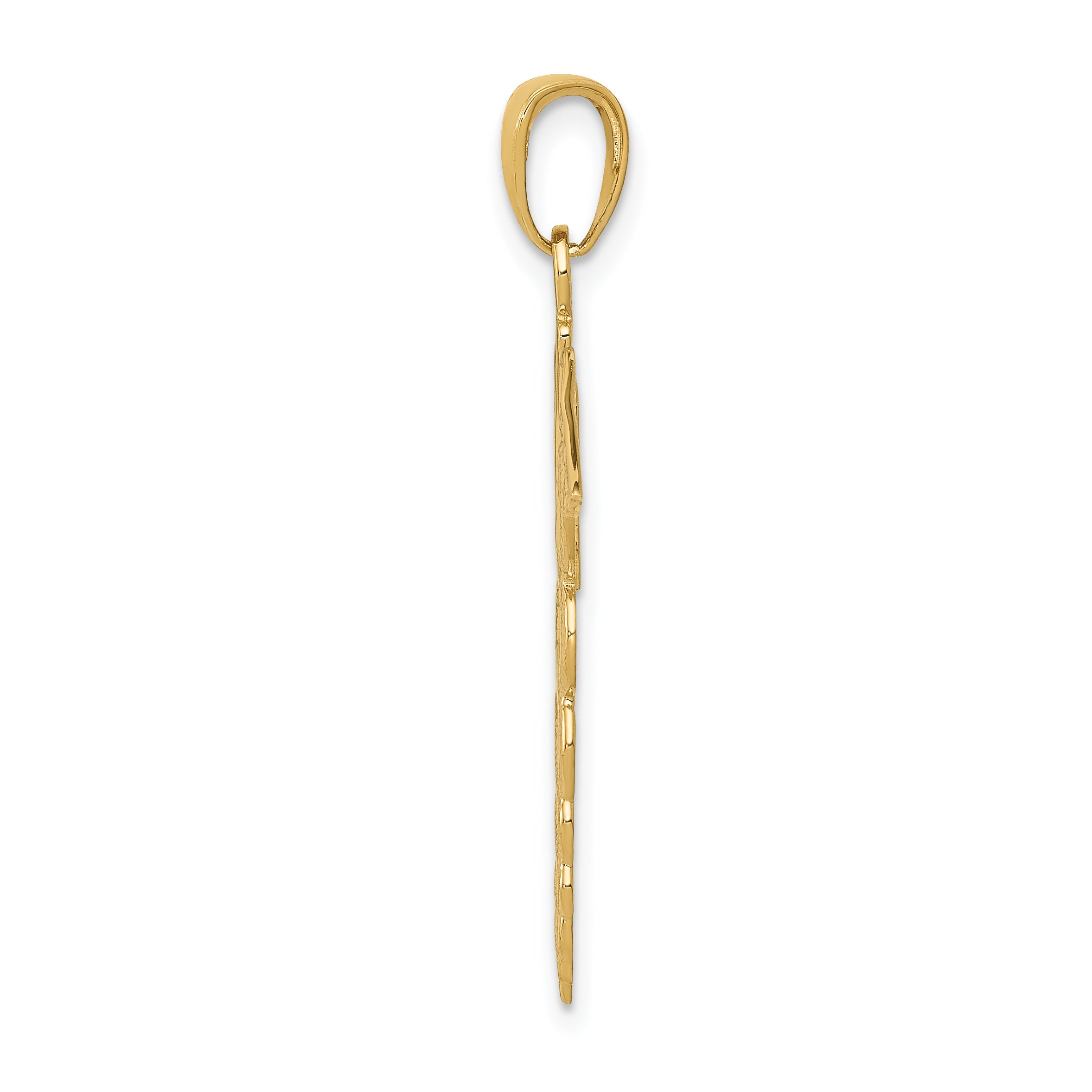 14K Gold Caduceus Pendant with Polished Solid Design