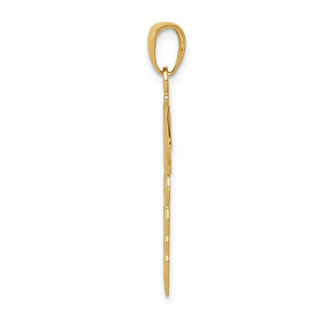 14K Gold Caduceus Pendant with Polished Solid Design