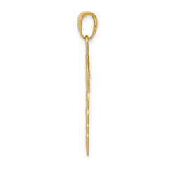 14K Gold Caduceus Pendant with Polished Solid Design