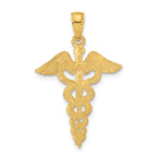 14K Gold Caduceus Pendant with Polished Solid Design