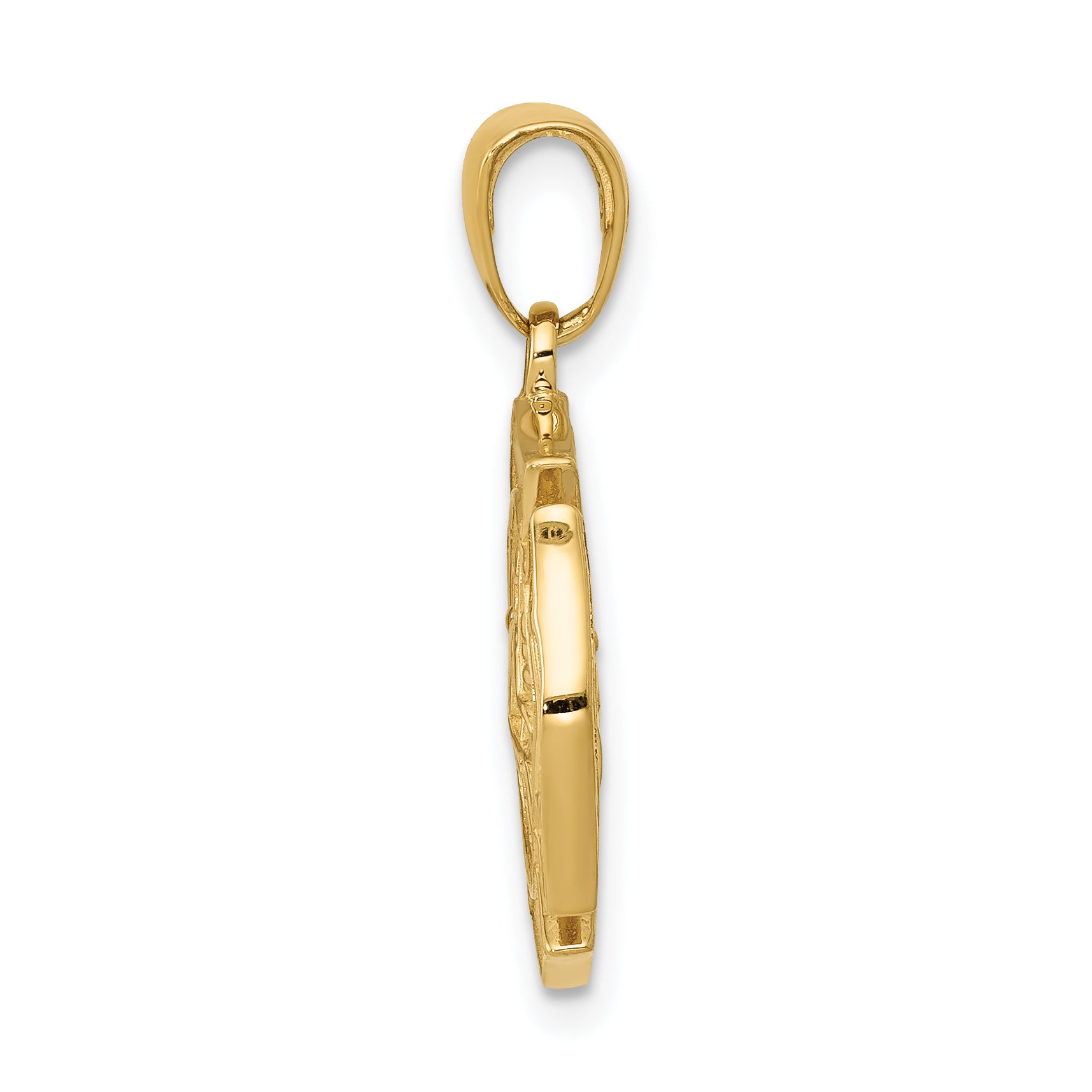 14K Gold Reversible Fire Department Pendant with Polished Finish