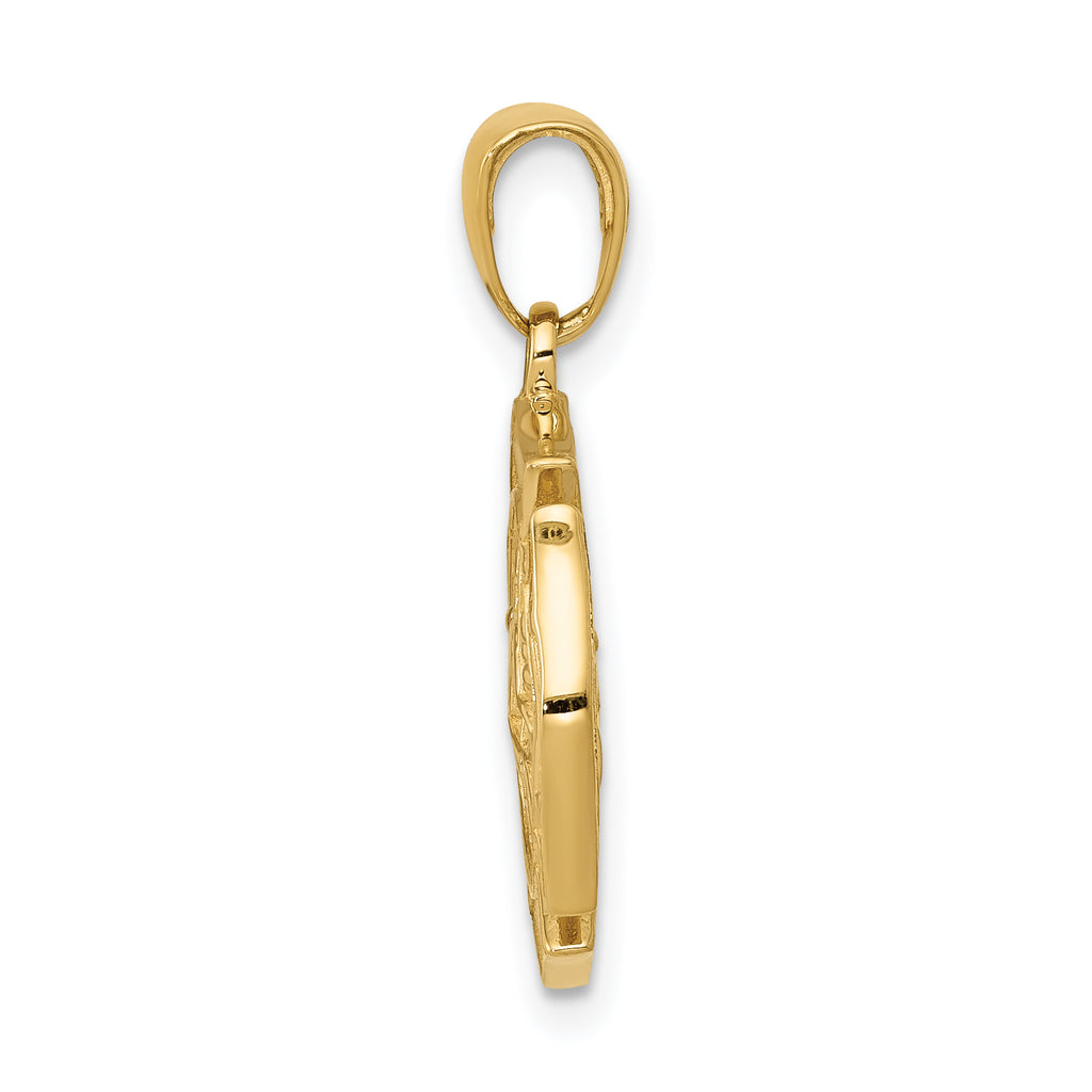14K Gold Reversible Fire Department Pendant with Polished Finish