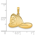 14K Gold Firefighter Hat Pendant with Polished Solid Design