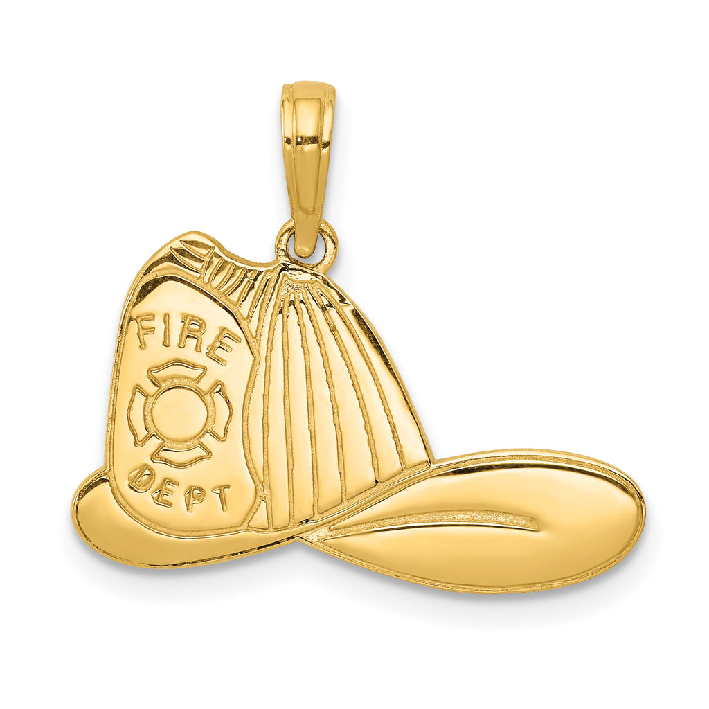 14k Large Firefighter Hat Pendant