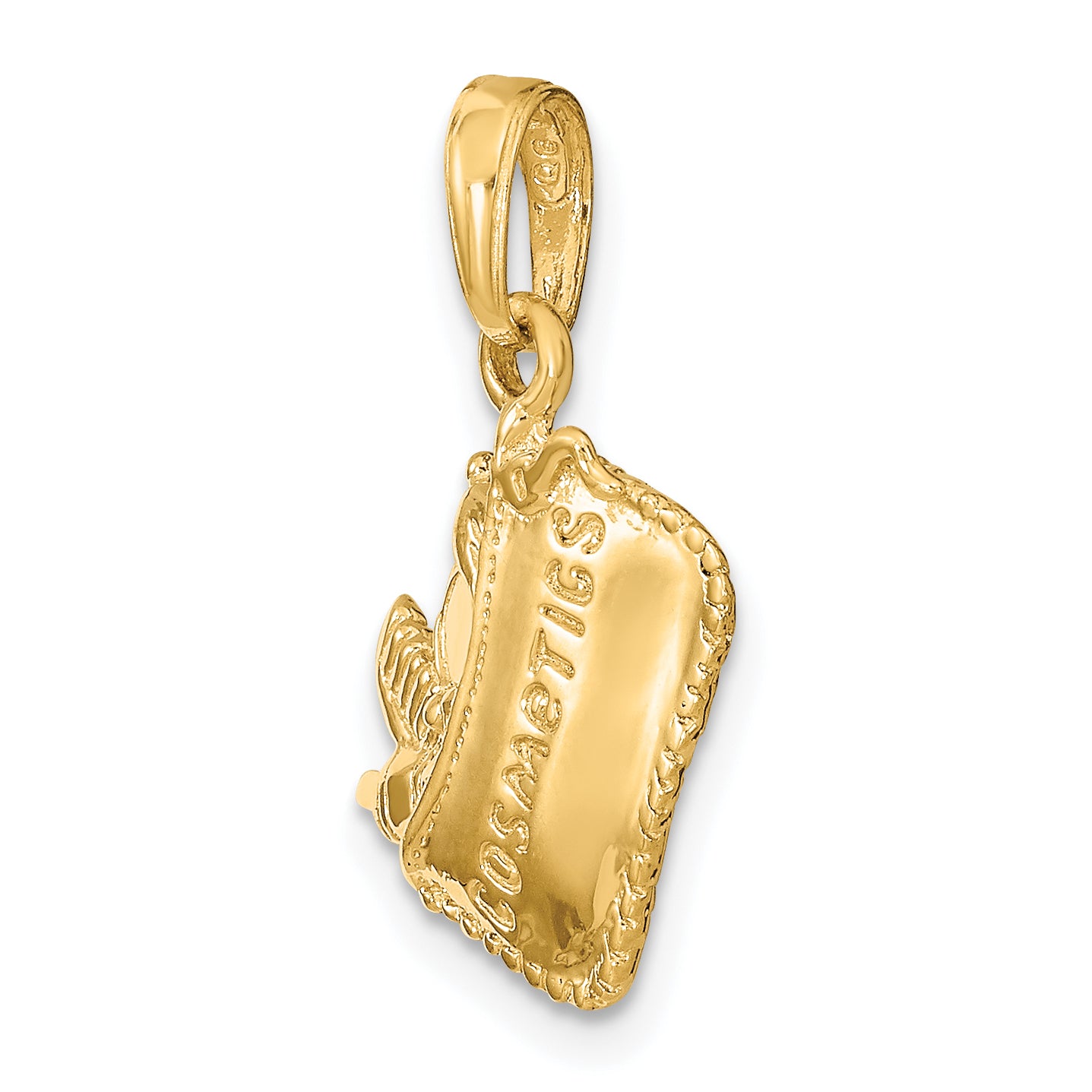 14K Yellow Gold 3D Cosmetic Pouch Pendant with Polished Finish